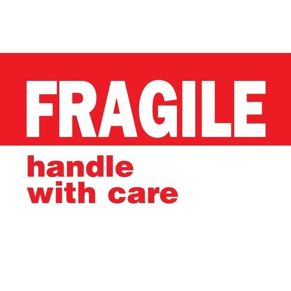 Decker Tape Products Label, DL1767, FRAGILE HANDLE WITH CARE, 3" X 5" DL1767